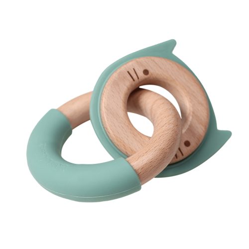 Silicone & Wood gyűrűs rágóka - cicás